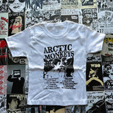 Bxoxo Gothic Hot Girl Harajuku Y2K hip hop Streetwear O-Collar Women's Chic Crop Top Fashion Sexy vintage Punk White Baby Short Sleeve